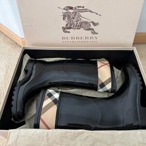 Burberry Black Rain Boots with Box